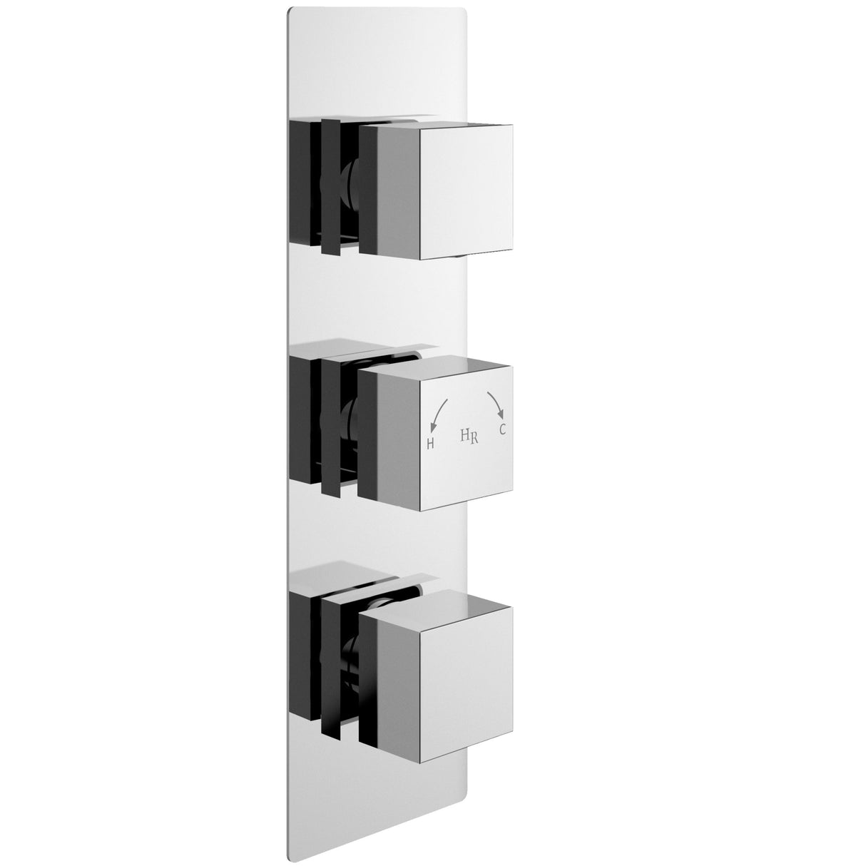 Hudson Reed Square Triple 3 Outlet Thermostatic Concealed Shower Valve With Diverter Chrome SQRTR03