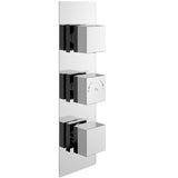 Hudson Reed Square Triple 3 Outlet Thermostatic Concealed Shower Valve With Diverter Chrome SQRTR03