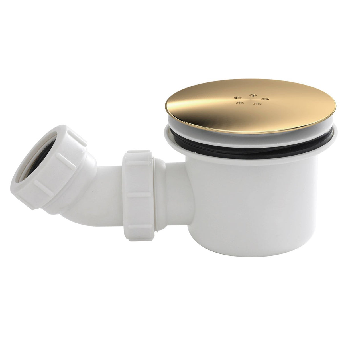 Nuie 90mm Shower Tray Waste - White Trap Brushed Brass STW005