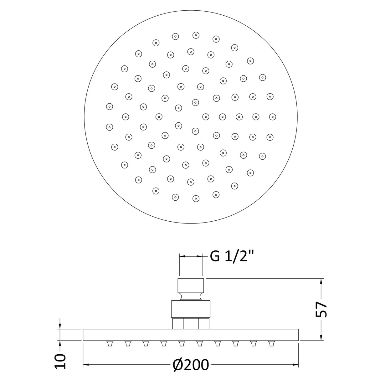 Nuie Round LED Fixed Head Shower 200mm Chrome STY069 LD
