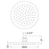 Nuie Round LED Fixed Head Shower 200mm Chrome STY069 LD