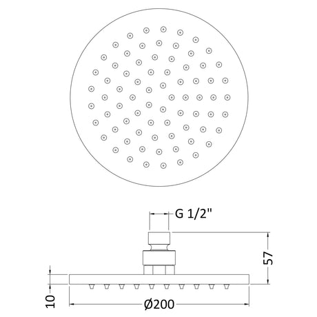 Nuie Round LED Fixed Head Shower 200mm Chrome STY069 LD