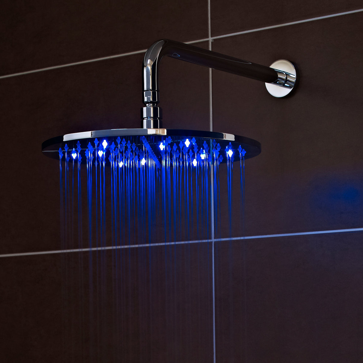 Nuie Round LED Fixed Head Shower 300mm Chrome STY071 LS4