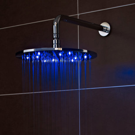 Nuie Round LED Fixed Head Shower 300mm Chrome STY071 LS4