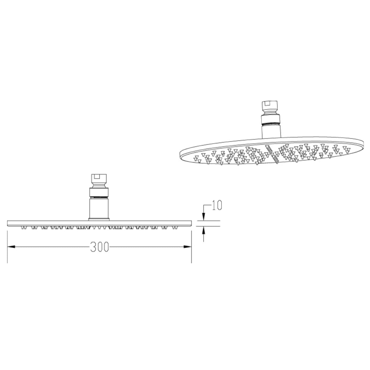 Nuie Round LED Fixed Head Shower 300mm Chrome STY071 LD