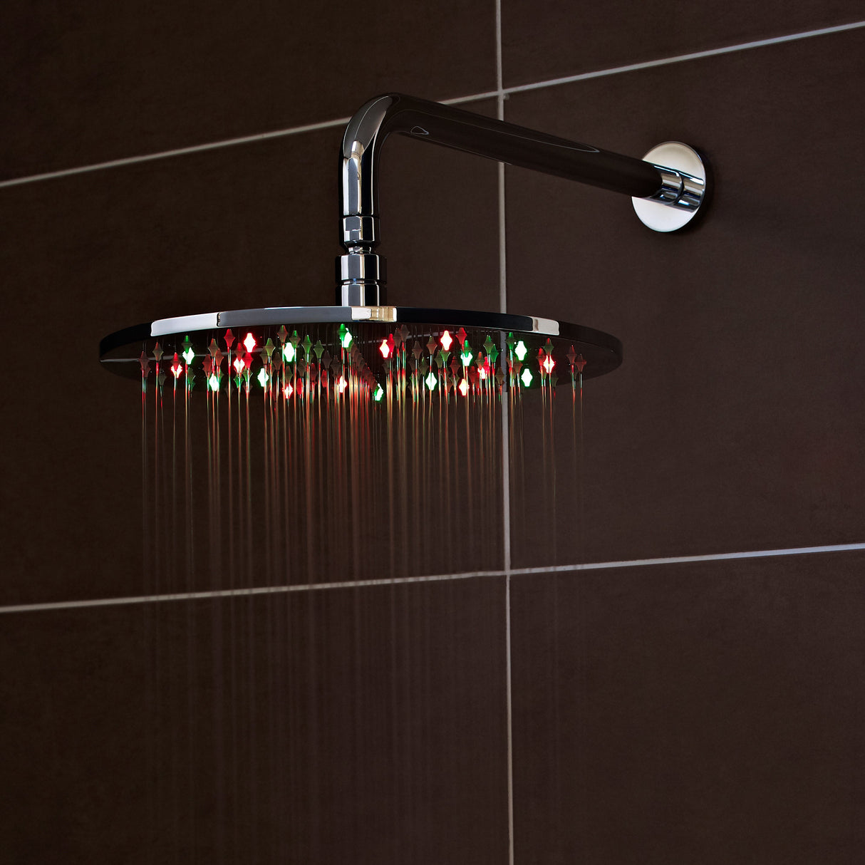 Nuie Round LED Fixed Head Shower 300mm Chrome STY071 LS1