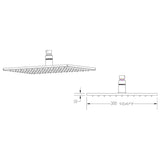 Nuie Square LED Fixed Head Shower 300x300mm Chrome STY072 LD