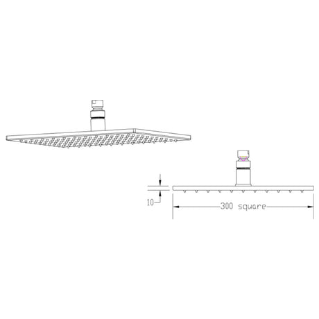 Nuie Square LED Fixed Head Shower 300x300mm Chrome STY072 LD