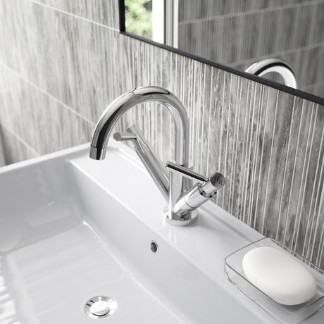 Hudson Reed Tec Lever Mono Basin Mixer Tap & Waste Chrome TEL315 LS