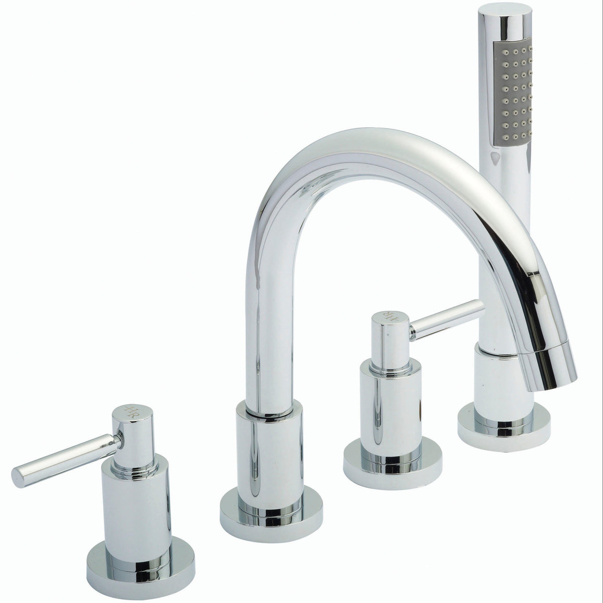 Hudson Reed Tec Lever 4-Hole Bath Shower Mixer Tap With Swivel Spout & Shower Kit Chrome TEL334S