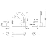Hudson Reed Tec Lever 4-Hole Bath Shower Mixer Tap With Swivel Spout & Shower Kit Chrome TEL334S LD