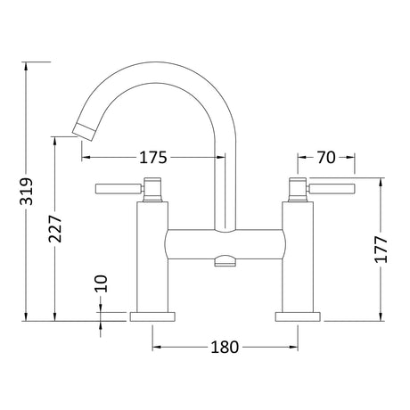 Hudson Reed Tec Lever Bath Filler Tap Matt Black TEL453 LD
