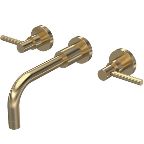 Hudson Reed Tec Lever 3-Hole Wall Mounted Basin Mixer Tap Brushed Brass TEL817