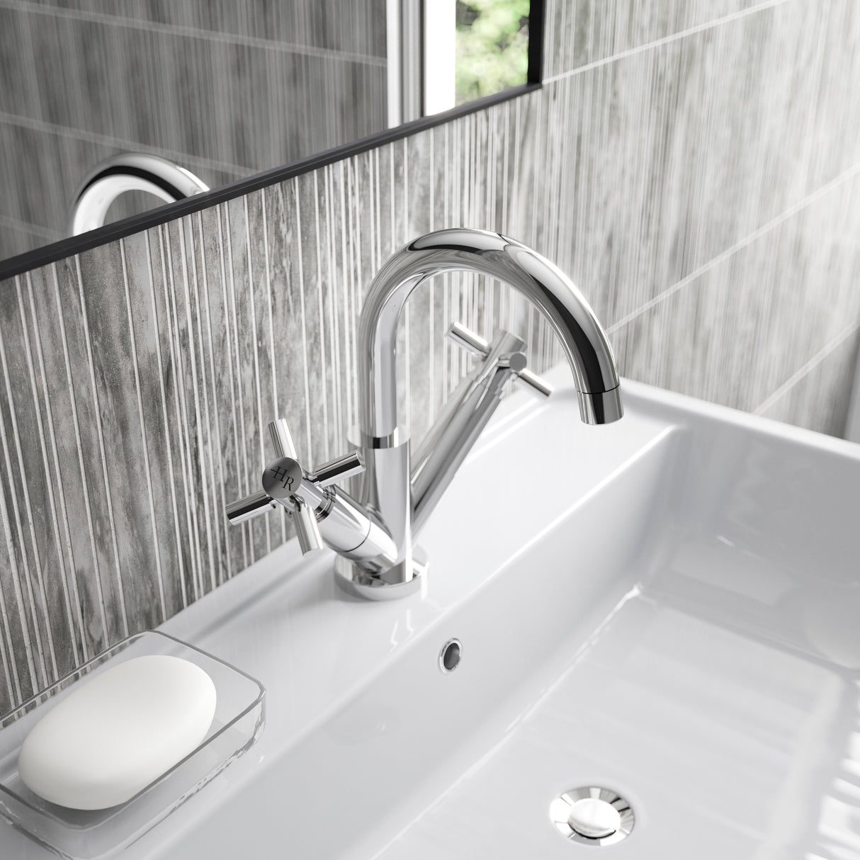 Hudson Reed Tec Crosshead Mono Basin Mixer Tap & Waste Chrome TEX315