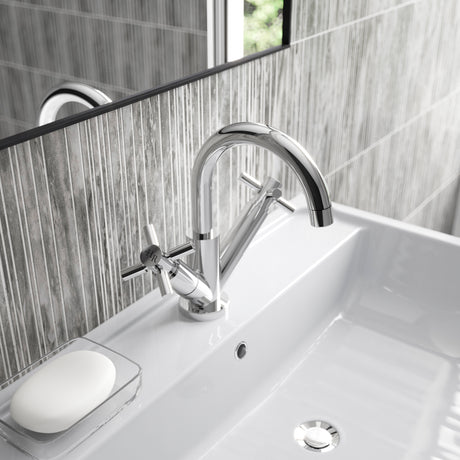 Hudson Reed Tec Crosshead Mono Basin Mixer Tap & Waste Chrome TEX315
