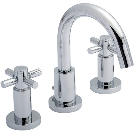 Hudson Reed Tec Crosshead 3-Hole Basin Mixer Tap With Waste Chrome TEX337