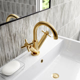 Hudson Reed Tec Crosshead Mono Basin Mixer Tap & Waste Brushed Brass TEX815 LS