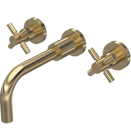 Hudson Reed Tec Crosshead 3-Hole Wall Mounted Basin Mixer Tap Brushed Brass TEX817