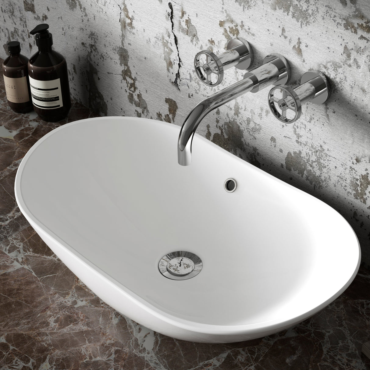 Hudson Reed Revolution 3-Hole Wall Mounted Basin Mixer Tap Chrome TIW317 LS