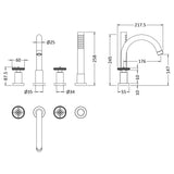 Hudson Reed Revolution 4-Hole Bath Shower Mixer Tap With Swivel Spout & Shower Kit Chrome TIW334 LD