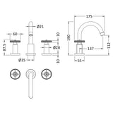 Hudson Reed Revolution 3-Hole Basin Mixer Tap With Swivel Spout & Pop-Up Waste Chrome TIW337 LD