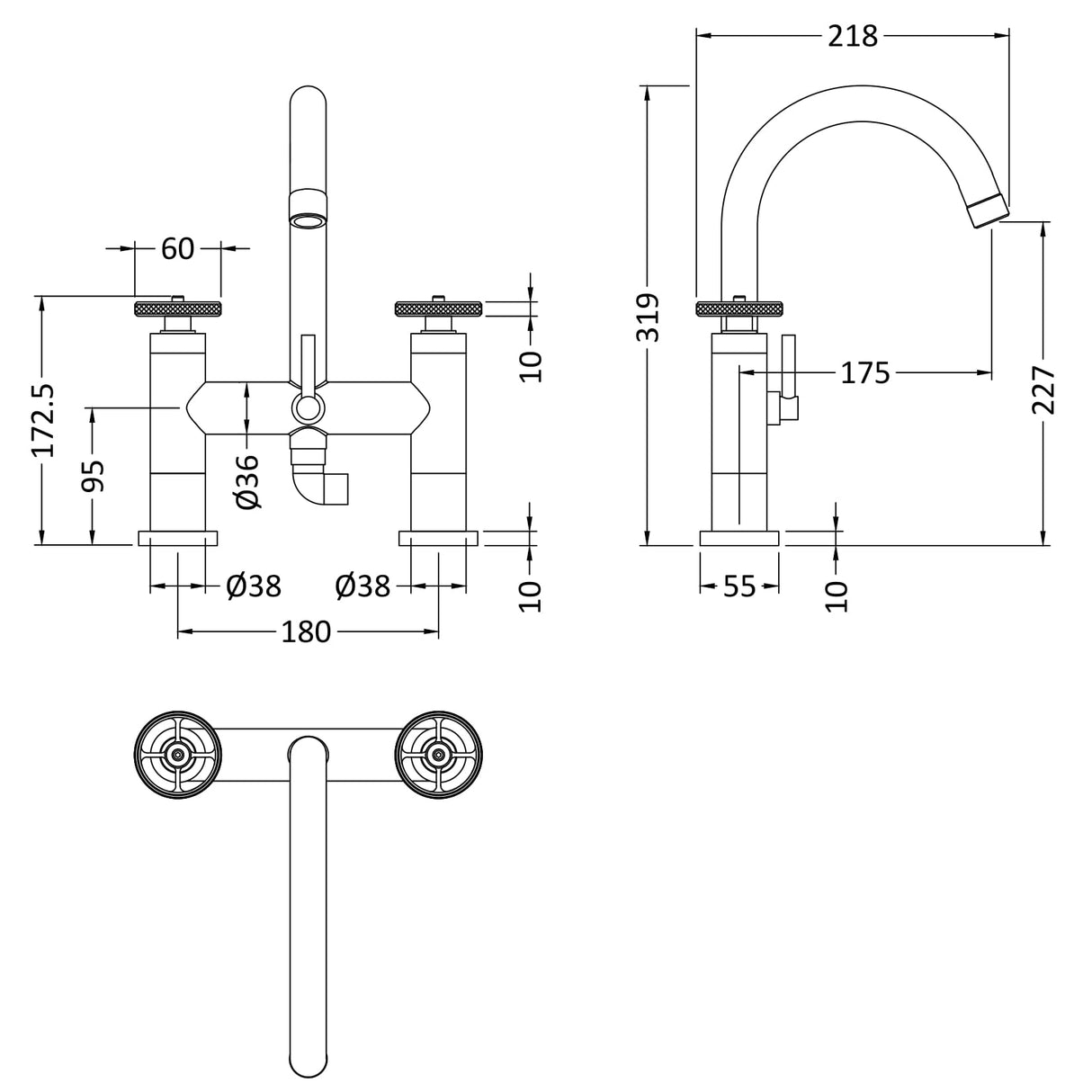 Hudson Reed Revolution Bath Shower Mixer Tap With Shower Kit Chrome TIW354 LD