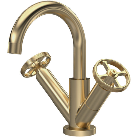 Hudson Reed Revolution Basin Mixer Tap With Swivel Spout & Waste Brushed Brass TIW815
