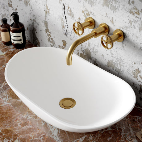 Hudson Reed Revolution 3-Hole Wall Mounted Basin Mixer Tap Brushed Brass TIW817