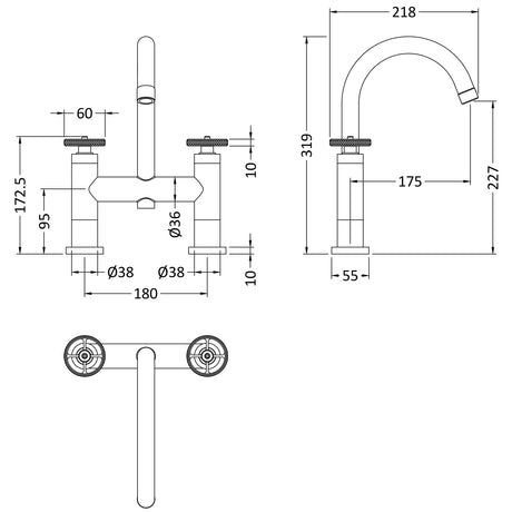 Hudson Reed Revolution Bath Filler Tap Brushed Brass TIW853 LD