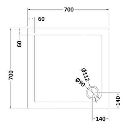Nuie Pearlstone Square Shower Tray Grey Slate TR71002 LD