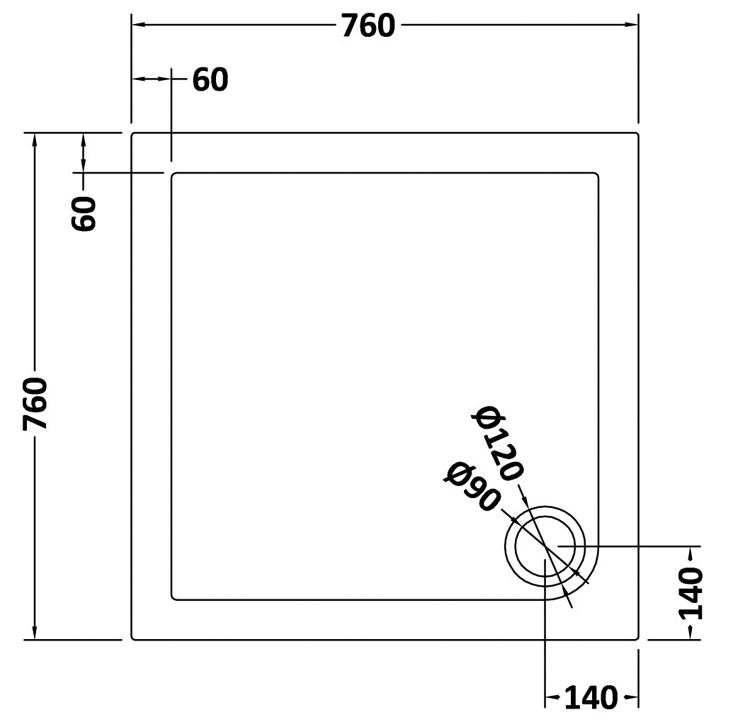 Nuie Pearlstone Square Shower Tray Grey Slate TR71003 LD