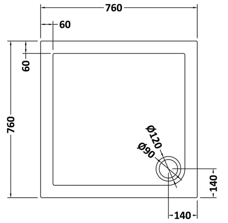 Nuie Pearlstone Square Shower Tray Grey Slate TR71003 LD