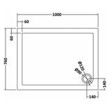 Nuie Pearlstone Rectangular Shower Tray Grey Slate TR71012 LD
