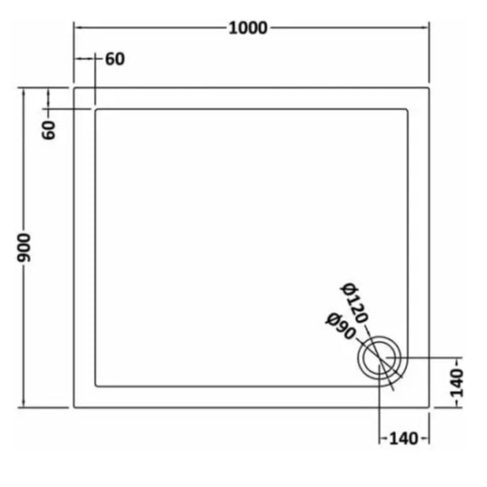 Nuie Pearlstone Rectangular Shower Tray Grey Slate TR71014 LD