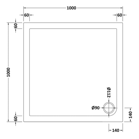 Nuie Pearlstone Square Shower Tray Grey Slate TR71015 LD