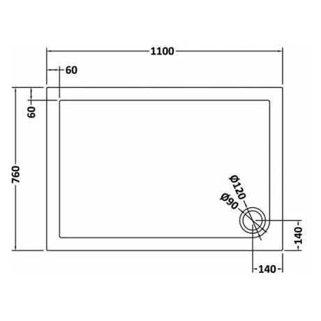 Nuie Pearlstone Rectangular Shower Tray Grey Slate TR71017 LD