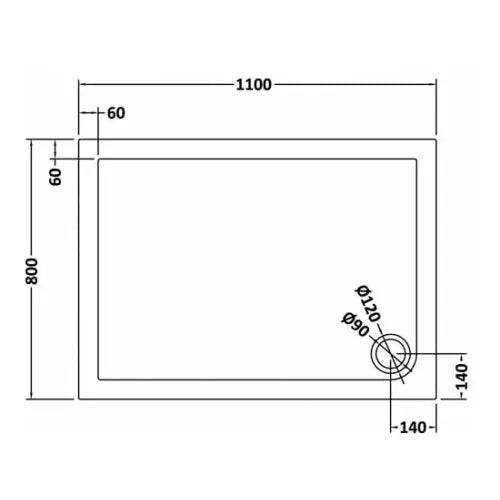 Nuie Pearlstone Rectangular Shower Tray Grey Slate TR71018 LD