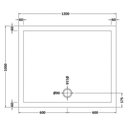 Nuie Pearlstone Large Rectangular Shower Tray Grey Slate TR71025 LD
