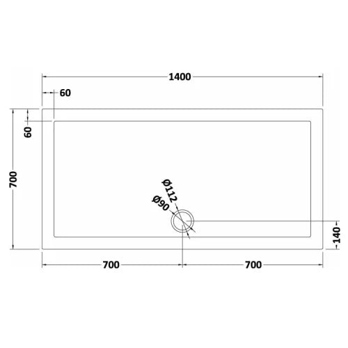 Nuie Pearlstone Large Rectangular Shower Tray Grey Slate TR71031 LD