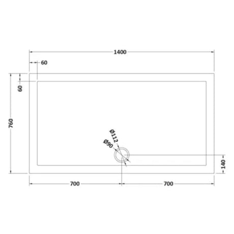 Nuie Pearlstone Large Rectangular Shower Tray Grey Slate TR71032 LD