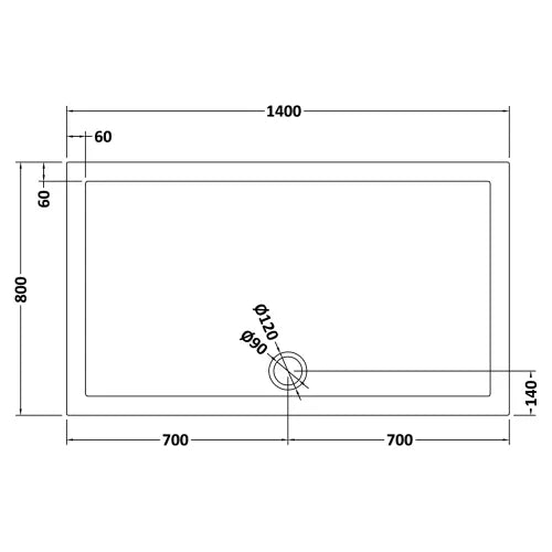 Nuie Pearlstone Large Rectangular Shower Tray Grey Slate TR71033 LD