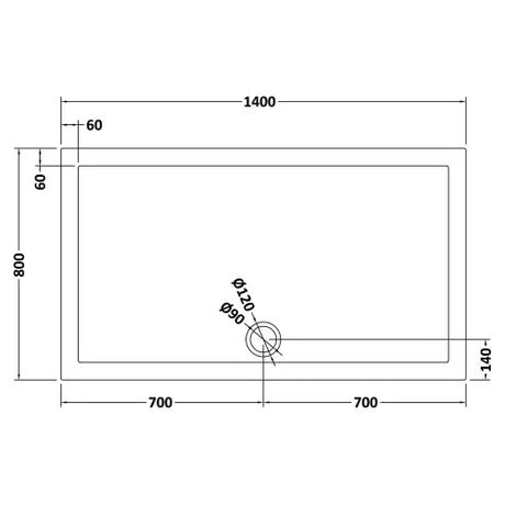 Nuie Pearlstone Large Rectangular Shower Tray Grey Slate TR71033 LD