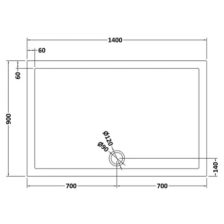 Nuie Pearlstone Large Rectangular Shower Tray Grey Slate TR71034 LD