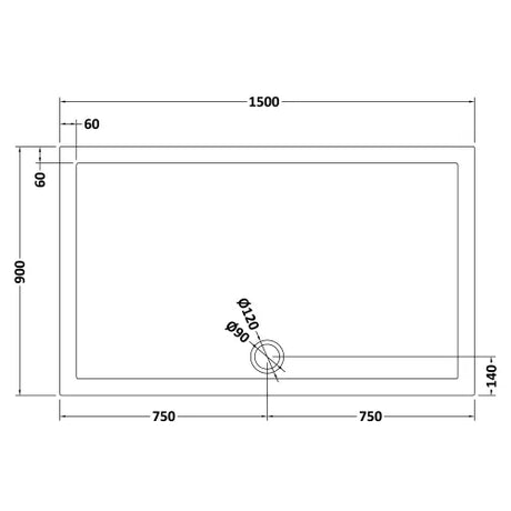 Nuie Pearlstone Large Rectangular Shower Tray Grey Slate TR71044 LD