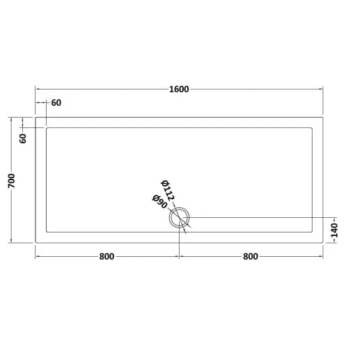 Nuie Pearlstone Large Rectangular Shower Tray Grey Slate TR71051 LD
