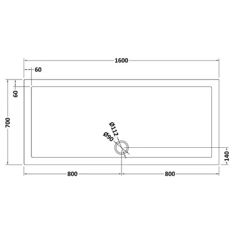 Nuie Pearlstone Large Rectangular Shower Tray Grey Slate TR71051 LD