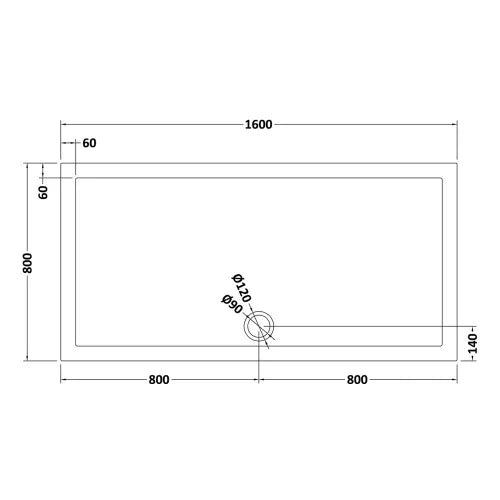 Nuie Pearlstone Large Rectangular Shower Tray Grey Slate TR71053 LD