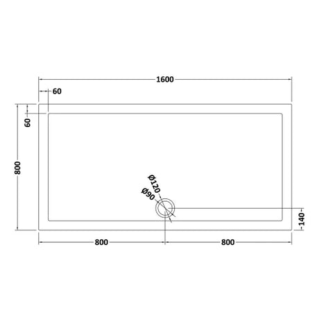 Nuie Pearlstone Large Rectangular Shower Tray Grey Slate TR71053 LD