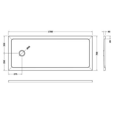 Nuie Pearlstone Large Rectangular Shower Tray Grey Slate TR71060 LD