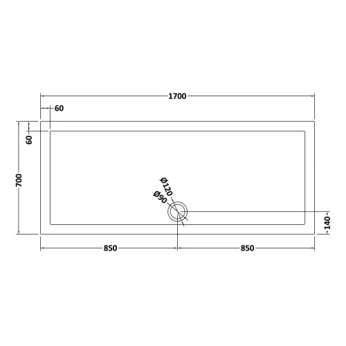 Nuie Pearlstone Large Rectangular Shower Tray Grey Slate TR71061 LD